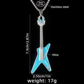 Blauwe emaille gitaar hanger aan een 70 cm roestvrijstalen ketting voor muzikanten - Blauw