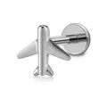 Polished G23 titanium airplane labret stud earring with flat back for ear cartilage - Bar 1.2*8mm