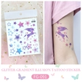 Glitter gradient unicorn and stars temporary tattoo sticker in dreamy blue purple hues - FG-091 (Unicorn Star)