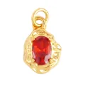 Copper micro-paved gold oval red zircon pendant for DIY jewelry making accessories - L229092-Red Gold