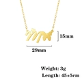 Gold stainless steel letter M necklace with heart and butterfly charms, 45cm length - Letter M
