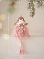 Rosa Weihnachtsengel Anhänger mit goldenen Flügeln und Paillettenrock für den Tannenbaum - Schneeflocken Prinzessin C-Rosa