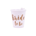 White Bride to Be plastic shot glass with bead chain for hen parties and bridal showers - White-Bride to Be