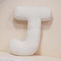 Soft lamb fleece letter J shaped decorative plush pillow in creamy white for home decor - Letter J