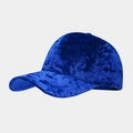 Gros plan détaillé sur la casquette en velours bleu roi montrant la texture douce et couture - Réglable / Bleu