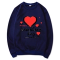Felpa girocollo blu scuro con stampe a cuore rosso e scritta Happy Valentine's Day - S / Testo di San Valentino (311) / Blu navy