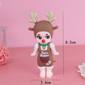 Christmas reindeer figurine cake topper in brown costume with Merry Christmas text 8.2cm - Brown Reindeer Baby
