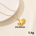 18K gold plated ginkgo leaf necklace pendant in stainless steel, size 24x30mm, weight 5.4g - Gold - Ginkgo Leaf Type 2
