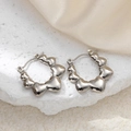 Silver stainless steel stud earrings with heart-shaped linked elements on white stone - Multiple Hearts Hoop Earrings (0191)