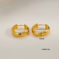 Polished golden stainless steel hoop earrings with 12mm inner diameter and chunky design - 12mm / Gold