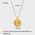 Detailed view of 18k gold plated sun and moon pendant with dimensions and weight data - Sun Moon Round Disc Style (DFN290)