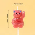 Pink bear birthday candle with Happy text and dimensions 2.9cm by 3.8cm - Pink Bear Shape Candle / 1 Piece / Pink/Bear