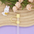 Light yellow 10mm silicone straw cap cover protector shown on a clear straw - 10mm Straw Cap (Without Straw) / Light Yellow