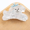 Pinza para el pelo de perrito blanco con corona azul hecha de fibra acetato - Corona Azul