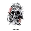 Waterproof temporary tattoo sticker with black skull and red rose design, style TH-158 - Th-158 / 210*148mm