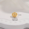 Macro view of a 925 sterling silver hollow gold bead with detailed size measurements - Floral Pattern Hollow Bead (Style C)
