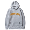 Gray men's hoodie featuring Fresh Love graphic print and casual drawstring hood design - Light Gray
