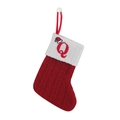 Red knit Christmas stocking with white cuff featuring a red letter Q embroidery - Letter Q