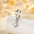Polished silver earring hoop with dangling rhombus zircon pendant on a white stand - Kite Zircon Ear Clip (Single) (A932)