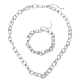 Set di gioielli in acciaio inossidabile argento con collana e bracciale a catena O - Set Collana e Bracciale in Acciaio Argento
