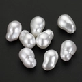 Irregular white baroque ABS pearls with high-gloss finish for DIY jewelry making - 14x10mm
