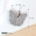Silver butterfly necklace pendant with micro-pave zircons, 2.1cm wide, 3.6g weight - SMP54298-Silver Fully Paved Butterfly Pendant
