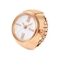 Elegant rose gold finger watch ring featuring a white mother-of-pearl roman dial - Large MOP Dial Rose Gold