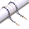 Fashionable gold chain glasses strap with blue natural lapis lazuli stones and rubber ends - Gold Chain Blue Stones / Gold
