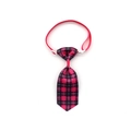 Pink and black plaid pet necktie with adjustable red strap for dogs and cats - 12-Pink Black Plaid Necktie