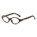 Classic tortoiseshell oval sunglasses featuring retro gold logo detail and orange tones - Tortoiseshell Frame