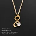 14K goud vergulde roestvrijstalen ketting met letter C en kristallen hanger bedel - Letter C (XNL0103) / Goud