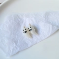 Detail of cute white 3D resin ghost charms with gold rings for DIY jewelry making - Pearlescent White Ghost