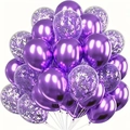 Purple party balloon set with metallic chrome purple and transparent confetti latex balloons - Metallic Purple and Purple Strip Confetti Combination