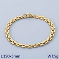 Gold-plated hollow titanium steel chain bracelet with lobster clasp, 190x5mm size - Gold 190x5mm (KB189705-Z)