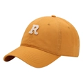 Classic yellow cotton baseball cap featuring white chenille R letter embroidery - Adult Adjustable / Mustard Yellow