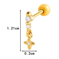 Golden titanium steel geometric screw piercing stud with clear gemstone star pendant - Star Style (0189-1#金)