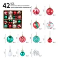 42-piece red and green Christmas ball ornament set with stars and pinecones - Red Green Pine Cone Set