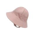 Pink cotton sun hat for babies with adjustable chin strap and wide stitched brim - M (49cm 9-24 Months) / Pink