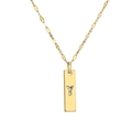 Macro shot of gold-plated rectangular pendant with crystal lowercase letter Y charm - Letter Y
