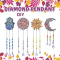 DIY diamond painting suncatcher kit with Hamsa Hand and Mandala crystal pendants - DZ-30 / Single Pattern