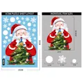 Christmas window sticker featuring Santa Claus with a tree, snowflakes, and size specs - XC086-Santa and Christmas Tree
