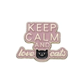 Pink and gold enamel cat brooch with Keep Calm and Love Cats text for backpacks - Keep Calm Love Cats Pink Pin