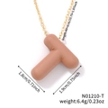 Minimalist gold-tone letter T pendant necklace with size dimensions and weight info - Letter T (N01210-T)