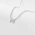 Silver letter M necklace pendant with sparkling crystals on an O-chain for women - M-Necklace-Silver
