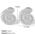 Silberne Edelstahl-Spiralohrstecker in Muschelform mit Maßen von 12mm x 11,7mm - Silber (EH671)