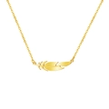 Elegante collana con ciondolo a piuma dorata su catena in acciaio inossidabile da donna - Collana Piuma (Incidibile) / Oro
