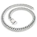 Collier maille gourmette en acier inoxydable argenté poli avec fermoir mousqueton sûr - 12mm Boucle Rectangulaire / Collier 45cm / Acier