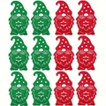 Set di 12 portaposate natalizi a forma di gnomo in feltro rosso e verde - 6 Rossi 6 Verdi 12 Pezzi
