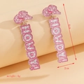 Western-Ohrringe mit rosa Glitzer, Howdy-Schriftzug und Cowboyhut-Design - Rosa Glitzer HOWDY Buchstabe