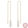 Elegante s925 Sterling Silber Ohrhänger mit natürlichen Barockperlen in Gold-Optik - 14K Gold
